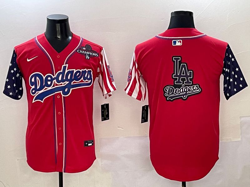 Men Los Angeles Dodgers Blank Red a generation of national flags Joint name 2025 Nike MLB Jersey style 28